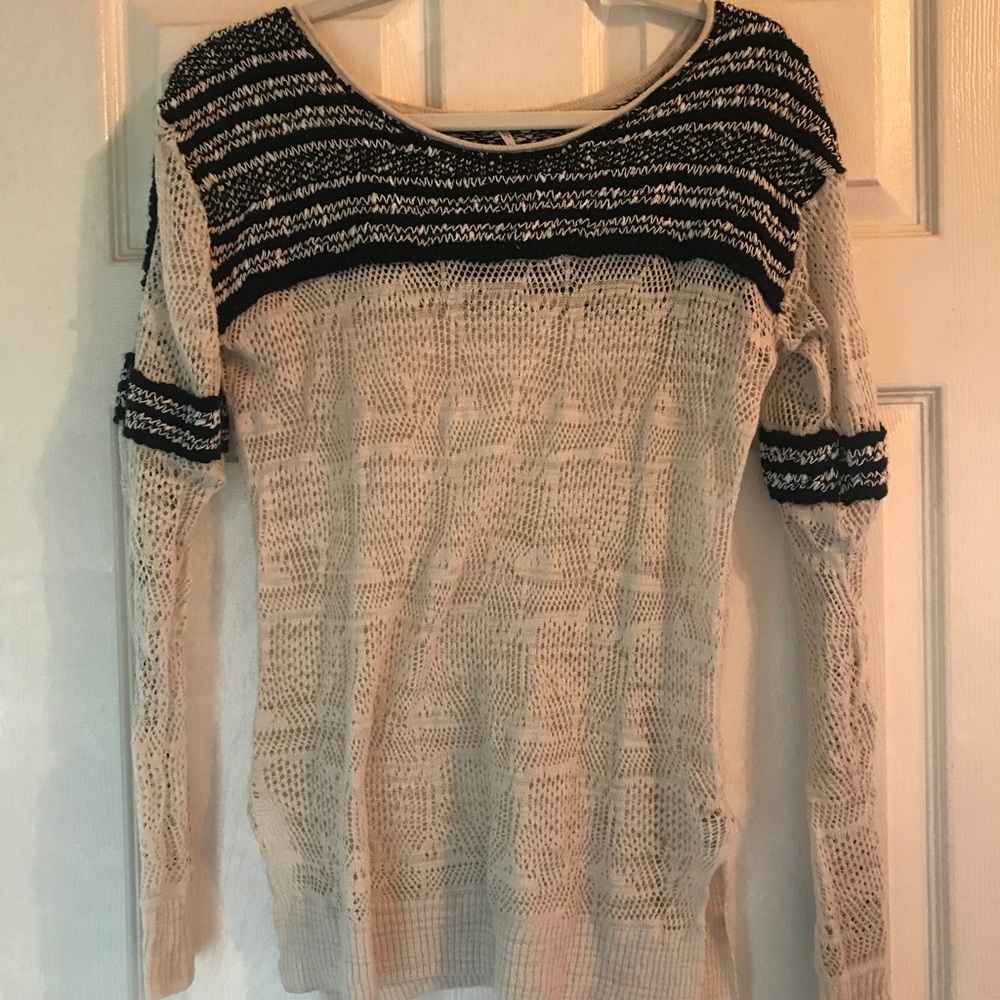Free People cream and black sweater